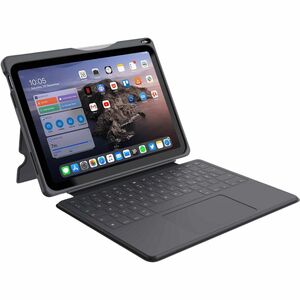 DEQSTER Robust Tastatur/Cover für 27,7 cm (10,9 Zoll) Apple, Logitech iPad (10. Generation), iPad (2022) Tablet - Grau - S