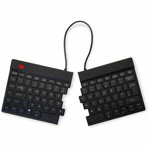 R-Go Split Break Keyboard - Compact - Wireless Connectivity - USB Type C Interface - English (UK) - QWERTY Layout - Black 