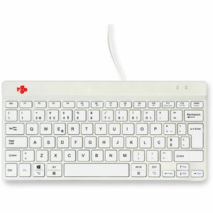 R-Go Tools Teclado ergonómico R-Go Compact Break, teclado compacto com software de pausa, QWERTY (PT), com fio, branco. Es