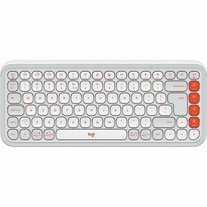 Logitech POP Icon Keys Keyboard - Wireless Connectivity - English (US) - QWERTY Layout - Off White, Orange - Bluetooth - E