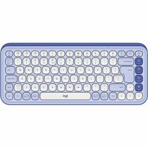 Logitech POP Icon Keys Keyboard - Wireless Connectivity - English (US) - QWERTY Layout - Lilac, Off White - Bluetooth - Ea