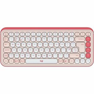 Logitech POP Icon Keys Keyboard - Wireless Connectivity - English (UK) - QWERTY Layout - Rose - Bluetooth - Easy-Switch, O