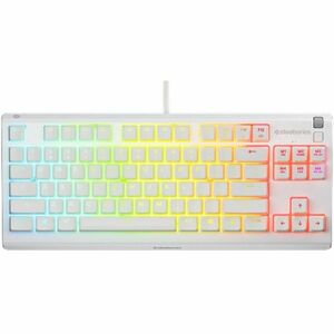 SteelSeries Apex 3 TKL White - US - Cable Connectivity - USB Interface - RGB LED - Volume Roller, Adjustable Brightness, R