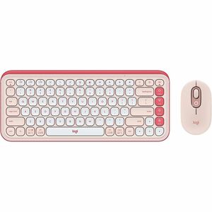 Logitech POP Icon Combo Keyboard & Mouse - Wireless Bluetooth Keyboard - English - Rose - Wireless Bluetooth Mouse - Optic