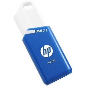 HP x755w 64 GB USB 3.1 (Gen 1) Type A Flash Drive - Blue, White - 75 MB/s Read Speed - 30 MB/s Write Speed - 2 Year Warranty