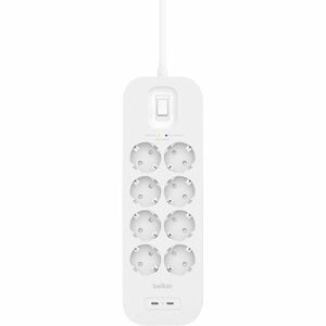 Belkin Connect Überspannungsschutz - 8 x Wechselstrom, 2 x USB Typ C - 900 J - 2 m - Wandmontierbar