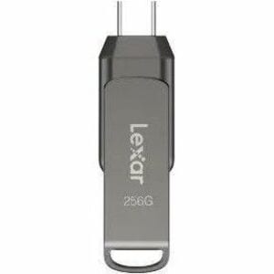 Lexar JumpDrive Dual 256 GB USB 3.1 Type C Flash Drive - Black - 256-bit AES - 130 MB/s Read Speed - 5 Year Warranty