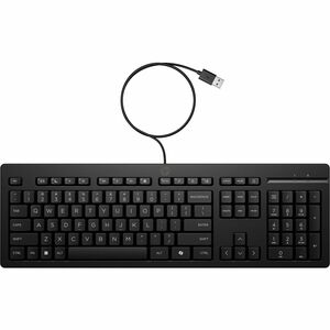 Clavier HP 125 - Pleine taille - Câble Connectivité - USB Type A Interface - Français - Noir - Piston plongeur Pavé Numéri