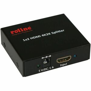 Roline 2-way HDMI Splitter - Black - 3840 x 2160 - 1 x HDMI In - 2 x HDMI Out