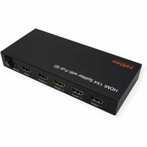Roline 4-way HDMI Splitter - Black - 1920 x 1200 - 1 x HDMI In - 4 x HDMI Out