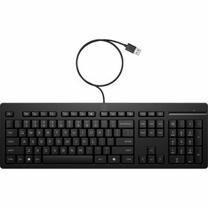 HP 125 Tastatur - Kabel Konnektivität - USB Typ-A Schnittstelle - Deutsch - Schwarz - Plunger Keyswitch - CoPilot Hotkey(s