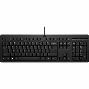 HP 125 G2 Keyboard - Full-size - Cable Connectivity - USB Type A Interface - Black - Plunger Keyswitch - CoPilot Hot Key(s
