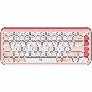 Logitech POP Icon Keys 键盘 - 袖珍的 - 无线 连接 - 英文（美国） - QWERTY 布局 - 珍珠白, 橙 - 蓝牙 - 开/关 热键 - Windows 10, Windows 11, Mac OS X 12.