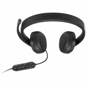 Lenovo Wired Over-the-head Stereo Headset - Black - Microsoft Teams Certification - Binaural - Supra-aural - 32 Ohm - 20 H