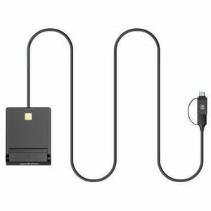 USB-A / USB-C combo Smart Card Reader, USB 2.0 Type-C and Type-A Male to Contact Reader Interface, Supports Windows, macOS