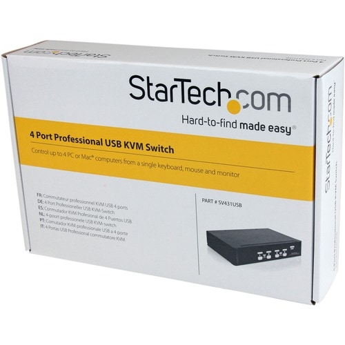 StarTech.com StarView SV431USB - KVM switch - USB - 4 ports - 1 local user - USB - 1U - 2 Port - 1U - Rack-mountable