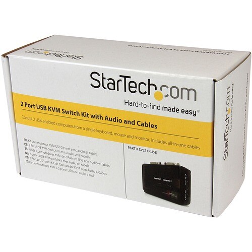 StarTech.com Juego de Conmutador Switch KVM de 2 puertos con todo incluido - USB - Audio y Video VGA - 2 Computador(es) - 