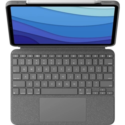 Logitech Combo Touch Keyboard/Cover Case for 32.8 cm (12.9") Apple, Logitech iPad Pro (5th Generation) Tablet - Oxford Gra