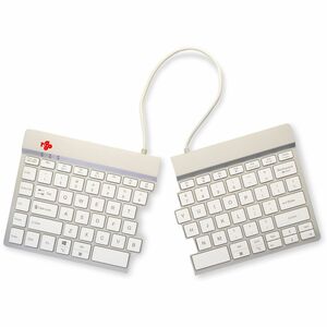 R-Go Split Break Keyboard - Wireless Connectivity - USB Type C Interface - English (US) - QWERTY Layout - White - Scissors