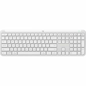 Logitech Signature Slim K950 键盘 - 实际大小 - 无线 连接 - A 型 USB 接口 - 英文 - 珍珠白 - 蓝牙 - 5.1 - 10 m - 开始, 静音, 屏幕截图, 首页, 音量控制 热键 - Win