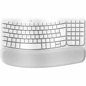 Logitech Wave Keys Keyboard - Compact - Wireless Connectivity - French - AZERTY Layout - Off White - Bluetooth - Easy-Swit