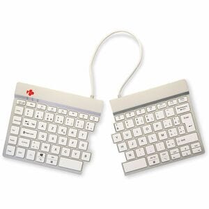 R-Go Split Break Keyboard - Wireless Connectivity - USB Type C Interface - Belgian - AZERTY Layout - White - Scissors Keys
