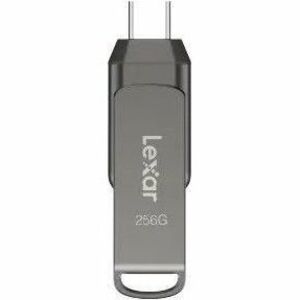 Lexar JumpDrive Dual 256 GB USB 3.1 Type C Flash Drive - Black - 256-bit AES - 130 MB/s Read Speed - 5 Year Warranty