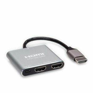 Value 2-way HDMI Splitter for Notebook, Blu-ray Player - Silver - 3840 x 2160 - 1 x HDMI In - 2 x HDMI Out