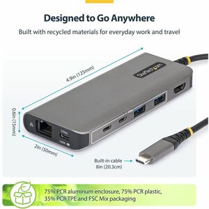 StarTech.com 7 Port(s) USB 3.2 (Gen 1) Type C Docking Station for Notebook, Workstation, Mobile Workstation, MacBook - Cha