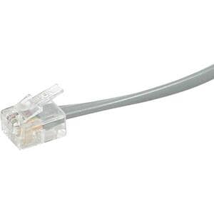 C2G 50ft RJ11 6P4C Straight Modular Cable - RJ-11 Male - RJ-11 Male - 50ft - Satin Silver