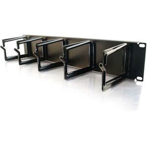 C2G 2u (3.5in) Cable Management Panel with 5 D-Rings - D-ring - Black - 2U Rack Height x 19" Panel Width