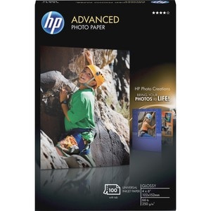 HP Advanced Glossy Photo Paper - 4" (101.60 mm) x 6" (152.40 mm) - 66 lb (29937.10 g) Basis Weight - Glossy - Quick Drying