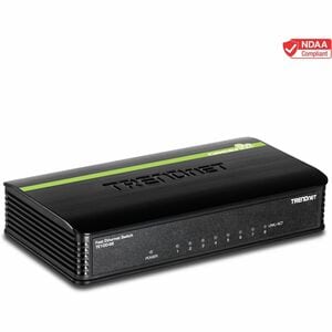 TRENDnet 8-Port Unmanaged 10/100 Mbps GREENnet Ethernet Desktop Switch; TE100-S8; 8 x 10/100 Mbps Ethernet Ports; 1.6 Gbps