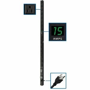Eaton Tripp Lite Series 1.4kW Single-Phase Local Metered PDU, 120V Outlets (16 5-15R), 5-15P, 15 ft. (4.57 m) Cord, 0U Ver