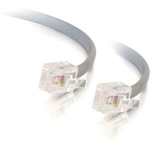 C2G 75ft RJ11 Modular Telephone Cable - RJ-11 Male - RJ-11 Male - 75ft - Silver