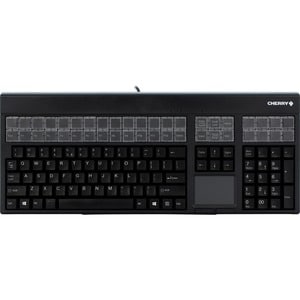 CHERRY LPOS Point Of Sale Keyboard - 127 Keys - QWERTY Layout - 42 Relegendable Keys - Magnetic Stripe Reader - USB - Black