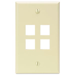 Leviton QuickPort 4 Socket Faceplate - 4 x Socket(s) - 1-gang - Ivory