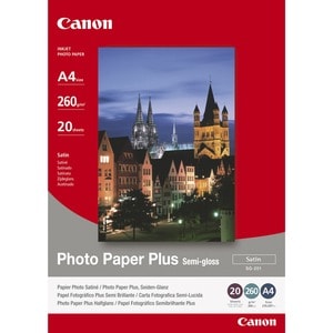 Canon Photo Paper Plus SG-201 Inkjet Photo Paper - A4 - 210 mm x 297 mm - 260 g/m² Grammage - Semi-gloss - 20 Sheet