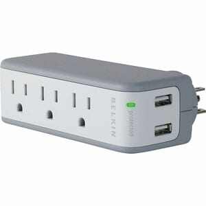 3OUTLET 2 USB MINI SURGE PROTECTOR WITH CHARGER