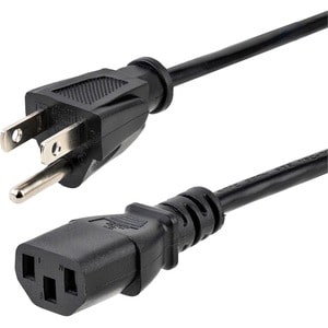 StarTech.com 3ft (1m) Computer Power Cord, NEMA 5-15P to C13, 10A 125V, 18AWG, Black Replacement AC PC Power Cord, TV/Moni