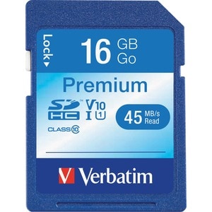 Verbatim 16GB Premium SDHC Memory Card, UHS-I Class 10 - Class 10 - 1 Card/1 Pack - 133x Memory Speed