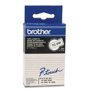 Etikettenband Brother P-touch TC291 - 9 mm Breite - Rechteck - Glänzend - Weiß - Laminiert