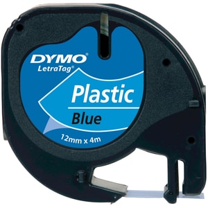 Ruban d'étiquettes Dymo - 12 mm Width x 4 m Longueur - Rectangle - Bleu - Plastique - Predécoupée, Résistant aux déchirure