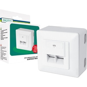 Digitus CAT 6, Klasse E, Datendose, Aufputz, geschirmt. Buchsen-Typ: RJ-45. Produktfarbe: Weiß. Breite: 80 mm, Höhe: 80 mm