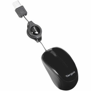 Targus AMU75EU Travel Mouse - USB - Optical/BlueTrace - Black - Cable - 1000 dpi - Scroll Wheel - Symmetrical
