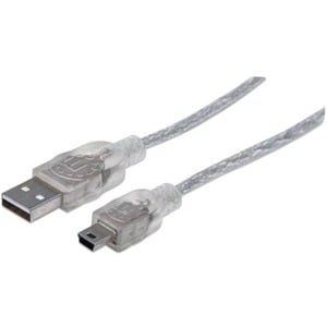 Manhattan Cable USB V2.0 A-Mini B 1.8M Plata - Cable for Concentrador USB, Portátil, Computadora de escritorio, Computador