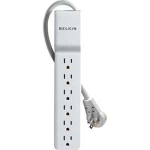Belkin 6 Outlet Home/Office Surge Protector - Rotating Plug - 6 foot Cable -White - 720 Joules - 6 - 720 J
