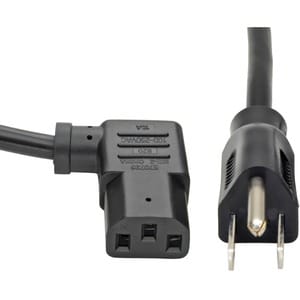 Eaton Tripp Lite Series Computer Power Cord, NEMA 5-15P to Right-Angle C13 - 10A, 125V, 18 AWG, 6 ft. (1.83 m), Black - 10