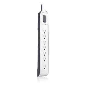 Belkin 7-Outlet AV Surge Protector with 12-Ft Power Cord and Telephone Protection, 2000 Joules (BV107200-12),White - 7 x A