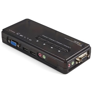 StarTech.com 4 Port Black USB KVM Switch Kit with Cables and Audio - desktop KVM Switch - VGA KVM Switch - USB KVM Switch 
